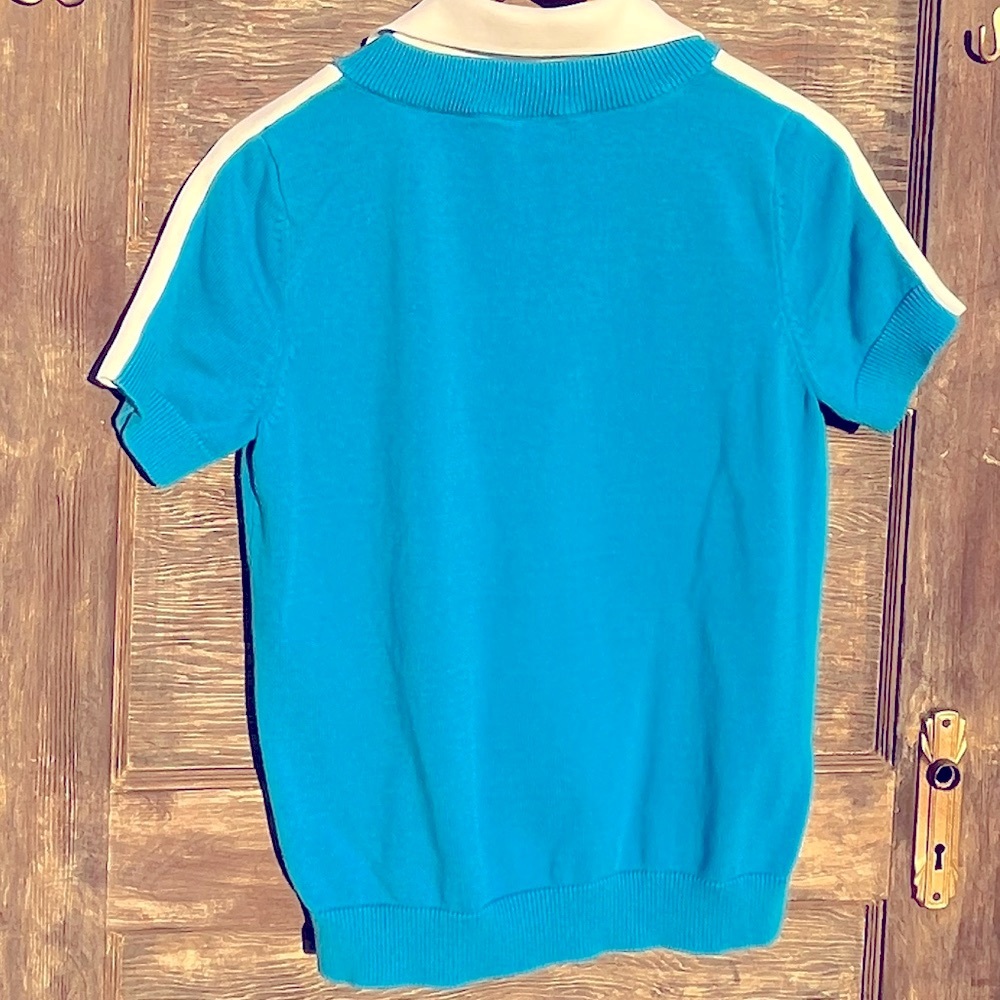 Lauren Ralph Lauren Vintage V-Neck Collared Embroidered Knit Deep Ocean Blue  L - Picture 6 of 12